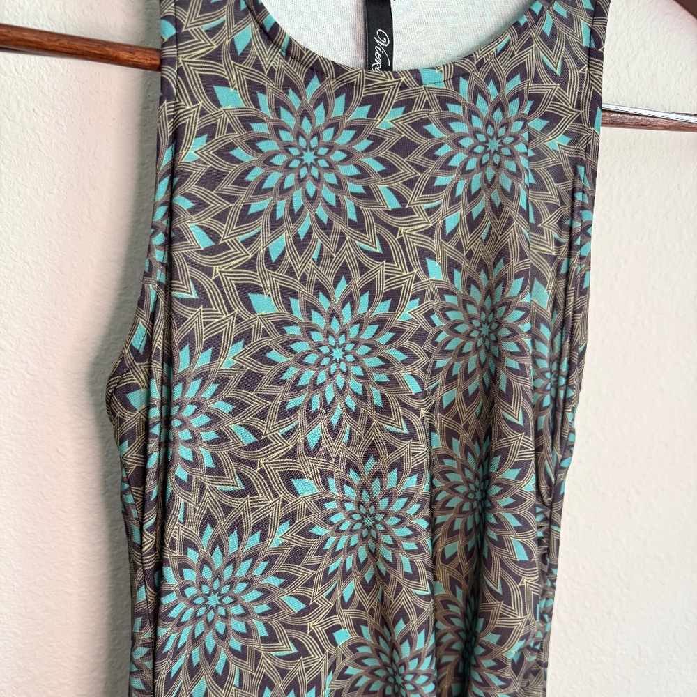 NWOT Viereck Laurent Bodycon Dress in Hardcastle Women's XS Brown Turquoise